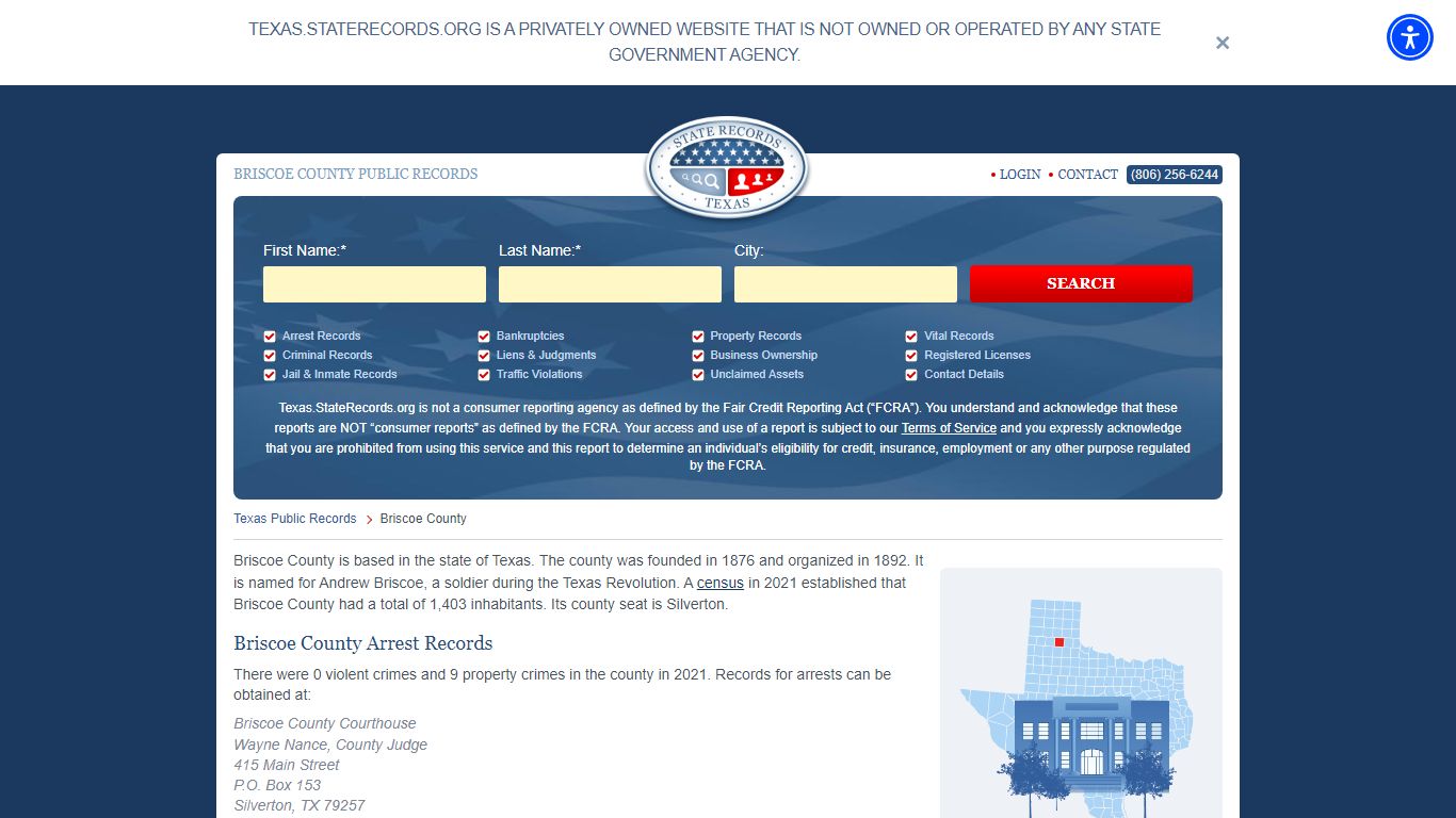 Briscoe County Arrest, Court, and Public Records - StateRecords.org
