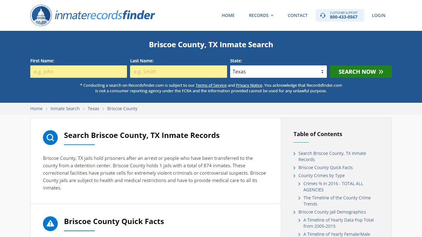 Briscoe County, TX Inmate Lookup & Jail Records Online